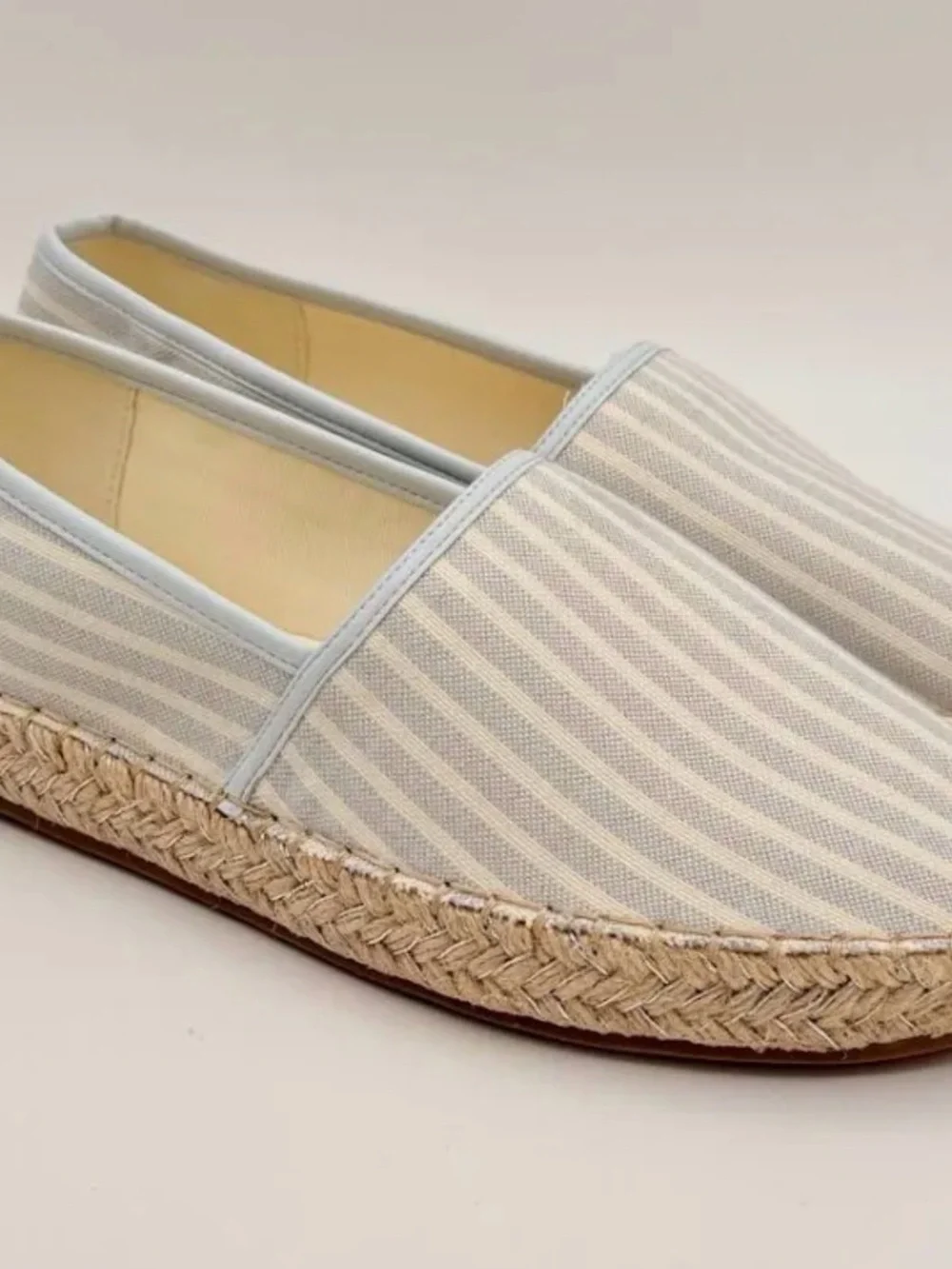 Bandolino Light Blue and Cream Striped Espadrille Slip-On